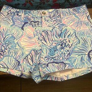 Lilly Pulitzer High Waist Shorts in Blue and Pink